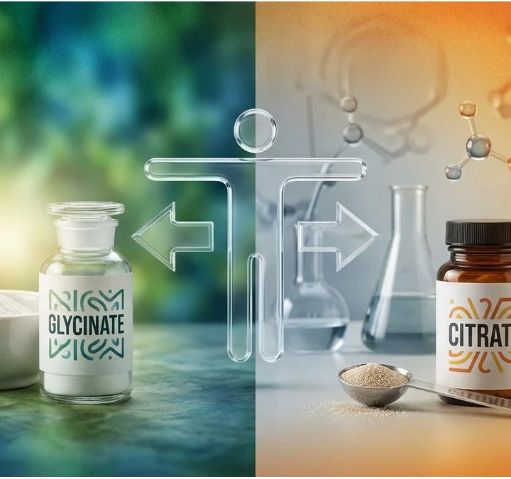 Comparison of magnesium glycinate and citrate in supplement jars